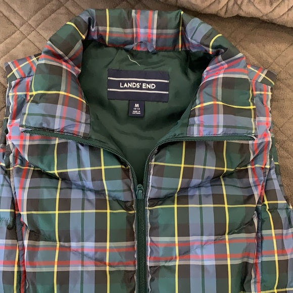 🎉 HP 🎉 Lands’ End Plaid Down Vest size M - Picture 6 of 11